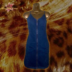 IRIS Blue Denim Bodycon Mini Dress with Zipper Front Detailing